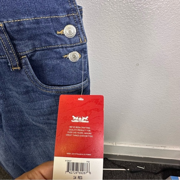 Levi’s Girls Blue Shoecut Denim Overalls Stretch Size 14 Regular - Picture 3 of 6